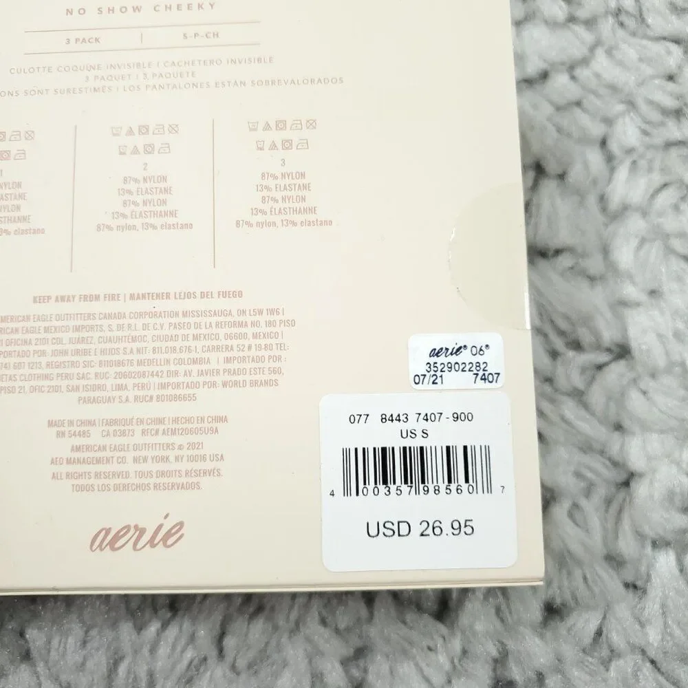 Aerie No Show Cheeky Underwear Panties Size Small 3 Pack Green - Picture 4 of 6